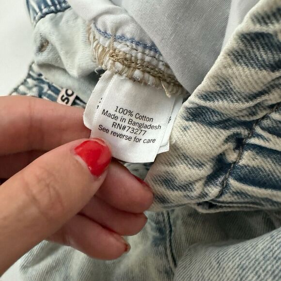 SO Juniors Distressed High Rise Mom Jean Denim 5/27W Paper Bag Waist Light Wash - Picture 7 of 11